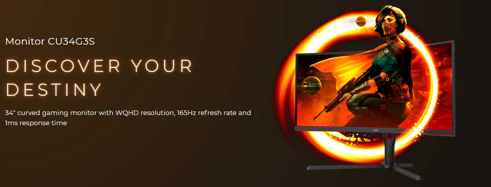 AOC CU34G3S WQHD 165Hz 34" curved | Ecran Gaming Maroc