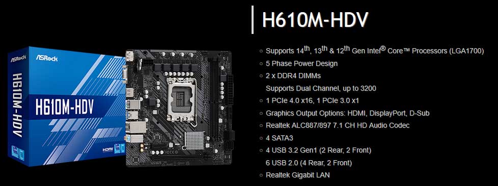 Asrock H610M-HDV Carte Mère | Gaming Maroc